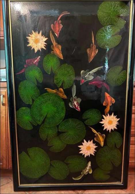 Vertical koi pond painting